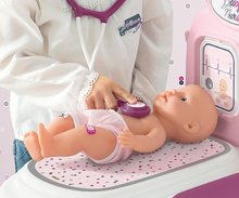 Medicinska kolica za djecu - Medicinski stolić i stolić za previjanje Violette Baby Care Center Smoby s elektroničkim zaslonom i lutkom veličine 30 cm s 25 dodataka visina 68 cm_0