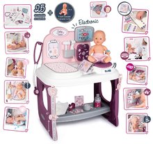 Medicinska kolica za djecu - Medicinski stolić i stolić za previjanje Violette Baby Care Center Smoby s elektroničkim zaslonom i lutkom veličine 30 cm s 25 dodataka visina 68 cm_10