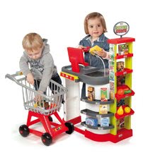 Staré položky - Super Store obchod Smoby s červeným vozíkom elektrický s doplnkami_2
