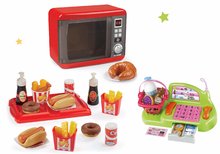 Set mikrovlnka elektronická s pokladňou Tefal Elec Micro Wave Smoby a potraviny rýchleho občerstvenia Fast Food