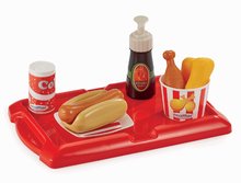 Játékkonyha kiegészítők és edények - Szett hot-dog sültkrumplival és üdítőkkel 100% Chef Écoiffier tálcán 25 kiegészítő 18 hó-tól_0