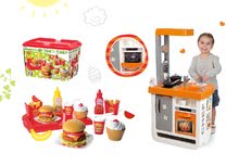 Set kuchyňka Bon Appétit Chef Smoby s lednicí a kávovarem a set hamburgrů 100% Chef