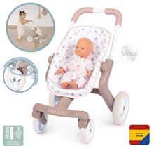 Játék babakocsik 18 hónapos kortól - Sport babakocsi textil huzattal Pop Pushchair Natur D'Amour Baby Nurse Smoby bolygókerekekkel 42 cm játékbabának tolókar magassága 54 cm 18 hó-tól_1