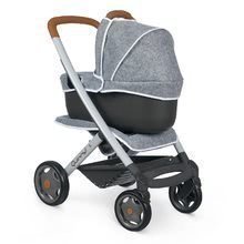 Vozički za punčke in dojenčke kompleti - Komplet športni in globoki voziček DeLuxe Pastel Maxi Cosi&Quinny Grey 3v1 Smoby in ergonomska nosilka s pamperskami in steklenička z mlekom Baby Nurse_2