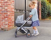 Játék babakocsi szettek - Szett mély és sport babakocsi DeLuxe Pastel Maxi Cosi&Quinny Grey 3in1 Smoby és alvózsák Baby Nurse 42 cm játékbabának_1