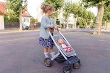 Vozički za punčke in dojenčke kompleti - Komplet globoki in športni voziček DeLuxe Pastel Maxi Cosi&Quinny Grey 3v1 Smoby in avtosedež in stolček za hranjenje in dojenček Violette_7