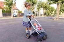 Vozički za punčke in dojenčke kompleti - Komplet športni in globoki voziček DeLuxe Pastel Maxi Cosi&Quinny Grey 3v1 Smoby in ergonomska nosilka s pamperskami in steklenička z mlekom Baby Nurse_2