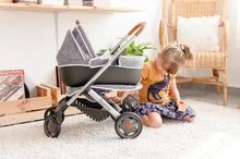 Vozički za punčke in dojenčke kompleti - Komplet športni in globoki voziček DeLuxe Pastel Maxi Cosi&Quinny Grey 3v1 Smoby in ergonomska nosilka s pamperskami in steklenička z mlekom Baby Nurse_9