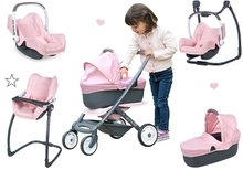 Kočárky od 18 měsíců - Set kočárek trojkombinace Powder Pink 3in1 Maxi Cosi&Quinny Smoby s jídelní židlí houpačkou a autosedačkou_2