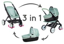 Kočíky od 18 mesiacov - Kočík trojkombinácia Maxi Cosi 3in1 Pushchair+Pram Sage Smoby hlboký/športový/prenosná postieľka pre 42 cm bábiku olivový_2