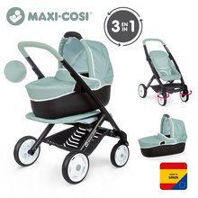 Kočárky od 18 měsíců - Kočárek trojkombinace Maxi Cosi 3in1 Pushchair+Pram Sage Smoby hluboký/sportovní/přenosná postýlka pro 42 cm panenku olivový_3