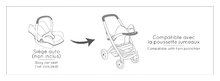 Játék babakocsik 18 hónapos kortól - Babakocsi 3-kombináció Maxi Cosi 3in1 Pushchair+Pram Sage Smoby mély sportos és mózeskosár 42 cm játékbabának olivazöld_2