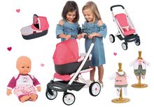 Wózki dla lalek w zestawie - Zestaw wózek typu gondola, trzyfunkcyjny Trio Pastel Maxi Cosi & Quinny 3w1 Smoby i lalka Violette Baby Nurse 32 cm i 2 ubranka_5