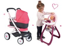Vozički za punčke in dojenčke kompleti - Komplet globoki voziček trikombinacija Trio Pastel Maxi Cosi & Quinny 3v1 Smoby in stolček za hranjenje Baby Nurse_3