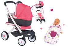 Vozički za punčke in dojenčke kompleti - Komplet globoki voziček trikombinacija Trio Pastel Maxi Cosi & Quinny 3v1 Smoby in spalna vreča Baby Nurse pre 42 cm dojenček_5