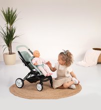 Kinderwagen für Puppe ab 18 Monaten - Puppenwagen für Zwillinge mit verstellbaren Sitzen Maxi Cosi Twin Pushchair Sage Smoby für eine 42 cm Puppe, Griffhöhe 65 cm oliv_0