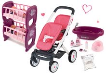 Vozički za punčke in dojenčke kompleti - Komplet voziček za dva dojenčka Twin Trio Pastel Maxi Cosi & Quinny Smoby in pograd Baby Nurse za 42 cm dojenčka, pleničke in banjica_12