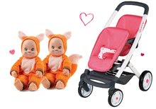 Wózki dla lalek w zestawie - Zestaw wózek dla dwóch lalek Twin Trio Pastel Maxi Cosi & Quinny Smoby i lalki bliźniaczki w przebraniu MiniKiss Animal Doll, z dźwiękiem_12