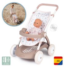 Kinderwagen für Puppe ab 18 Monaten - Kinderwagen mit Textilbezug Pushchair Natur D'Amour Baby Nurse Smoby für eine 42 cm große Puppe, Griffhöhe 58 cm ab 18 Monaten_1