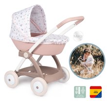 Játék babakocsik 18 hónapos kortól - Mély babakocsi textil huzattal Pram Natur D'Amour Baby Nurse Smoby 42 cm játékbabának tolókar magassága 58 cm 18 hó-tól_1