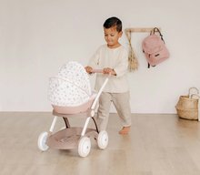 Kočárky od 18 měsíců - Hluboký kočárek s textilním potahem Pram Natur D'Amour Baby Nurse Smoby pro 42 cm panenku výška rukojeti 58 cm od 18 měsíců_2