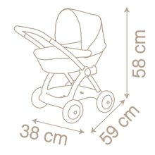 Játék babakocsik 18 hónapos kortól - Mély babakocsi textil huzattal Pram Natur D'Amour Baby Nurse Smoby 42 cm játékbabának tolókar magassága 58 cm 18 hó-tól_12