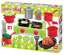 Accesorii și vase de bucătărie de jucărie - Plită pentru bucătărie 100% Chef Écoiffier cu vase şi alimente cu 21 de accesorii de la 18 luni_0