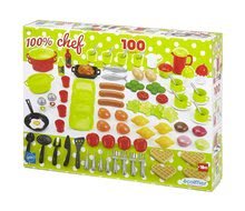 Accesorii și vase de bucătărie de jucărie - Accesorii de gătit pentru bucătăria de jucărie 100% Chef Écoiffier set cu 100 de bucăți, fructe, legume și alimente cu vase de la 18 luni_1