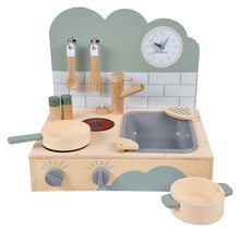 Bucătării de jucărie din lemn - Bucătărie din lemn Small Table Kitchen Eichhorn portabilă cu sunete și 6 accesorii de la 3 ani_2