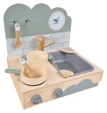 Bucătării de jucărie din lemn - Bucătărie din lemn Small Table Kitchen Eichhorn portabilă cu sunete și 6 accesorii de la 3 ani_6