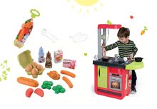 Kuchyňky pro děti sety - Set kuchyňka Cherry Special Smoby se zvuky a kávovarem a potraviny v síťce_13