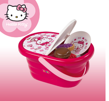 Riadíky a doplnky kuchynky - Piknikový košík Hello Kitty Smoby s 24 doplnkami tmavoružový_0