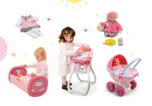 Dojenčki in dodatki - Komplet dojenček Minikiss Smoby 27 cm, stolček za hranjenje, zibelka z vrtiljakom in globok voziček za dojenčka (56 cm ročaj) od 18 mes_15