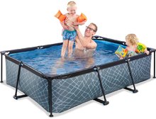 Bazény obdĺžnikové -  NA PREKLAD - Piscina de Stone Pool Exit Toys con filtración. Estructura de acero 220*150*65 cm gris desde 6 años_2