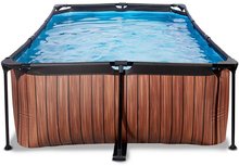 Piscines rectangulaires - Piscine avec filtration Wood Pool Exit Toys Structure en acier 220*150*65 cm brun à partir de 6 ans_0