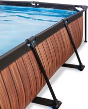Bazény obdĺžnikové - Bazén s filtráciou Wood pool Exit Toys oceľová konštrukcia 220*150*65 cm hnedý od 6 rokov_1
