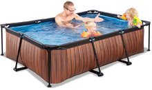 Bazény obdĺžnikové - Bazén s filtráciou Wood pool Exit Toys oceľová konštrukcia 220*150*65 cm hnedý od 6 rokov_2