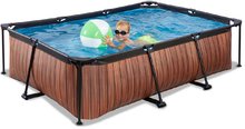 Bazény obdĺžnikové - Bazén s filtráciou Wood pool Exit Toys oceľová konštrukcia 220*150*65 cm hnedý od 6 rokov_3