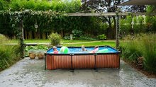 Obdélníkové bazény  - Bazén s filtrací Wood pool Exit Toys ocelová konstrukce 300*200 cm hnědý od 6 let_2