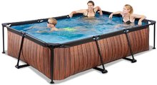 Obdélníkové bazény  - Bazén s filtrací Wood pool Exit Toys ocelová konstrukce 300*200 cm hnědý od 6 let_0