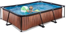 Obdélníkové bazény  - Bazén s filtrací Wood pool Exit Toys ocelová konstrukce 300*200 cm hnědý od 6 let_1