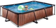 Piscine dreptunghiulare - Piscină cu filtrare Wood pool brown Exit Toys construcție din metal 300*200*65 cm maro de la 6 ani_1