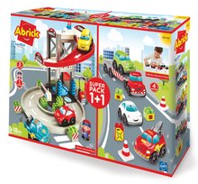 Cuburi de construit Abrick - Joc de construit Abrick garaj supraetajat cu camion Fast Car Écoiffier cu 7 mașinuțe și 1 figurină de la 18 luni_0