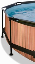 Medencék kerek alakúak - Medence szűrős szivattyúval Wood pool Exit Toys kerek acél medencekeret 244*76 cm barna 6 évtől_1
