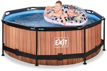 Bazény kruhové - Bazén s filtráciou Wood pool Exit Toys kruhový oceľová konštrukcia 244*76 cm hnedý od 6 rokov_0