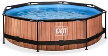 Bazén s filtrací Wood pool Exit Toys kruhový ocelová konstrukce 300*76 cm hnědý od 6 let