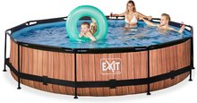 Bazény kruhové - Bazén s filtráciou Wood pool Exit Toys kruhový oceľová konštrukcia 360*76 cm hnedý od 6 rokov_2