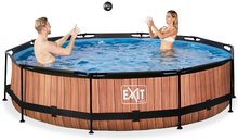 Bazény kruhové - Bazén s filtráciou Wood pool Exit Toys kruhový oceľová konštrukcia 360*76 cm hnedý od 6 rokov_0