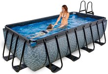 Obdélníkové bazény  - Bazén s filtrací Stone pool Exit Toys ocelová konstrukce 400*200*100 cm šedý od 6 let_0