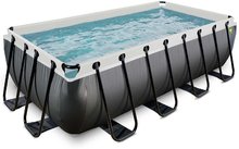 Obdélníkové bazény  - Bazén s filtrací Black Leather pool Exit Toys ocelová konstrukce 400*200*100 cm černý od 6 let_3
